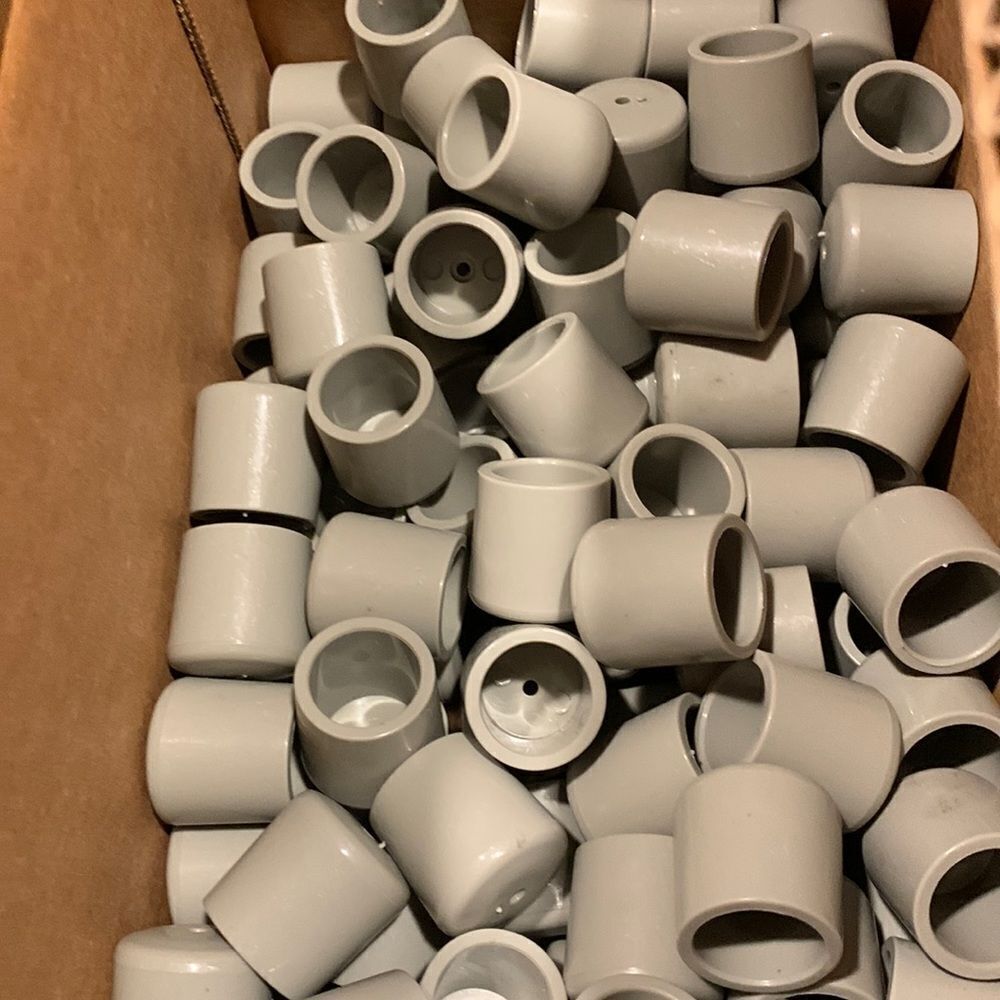 Chair caps rubber 100 pc gray.  I have two boxes ((of 100).  For folding chairs